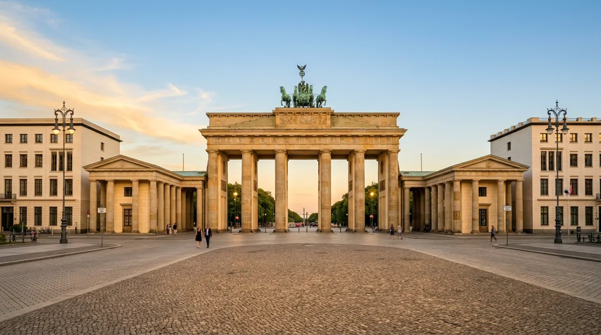 The Brandenburg Gate in Berlin at golden hour