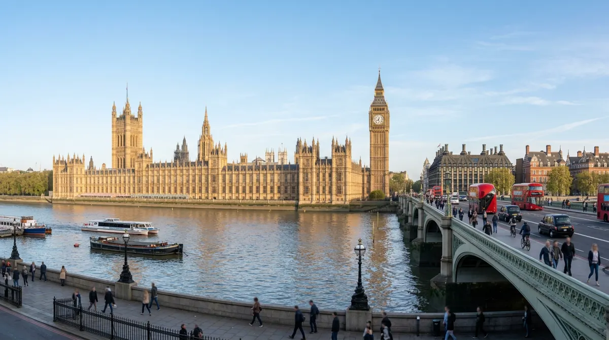 The Houses of Parliament and Big Ben across the Thames in London